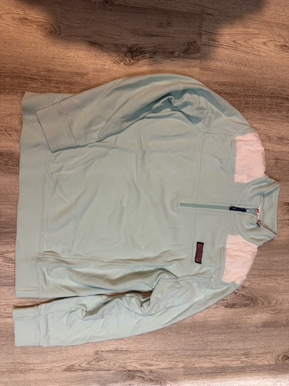 Vineyard Vines Mint Green Quarter-Zip Pullover with White Accents